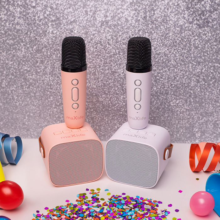 MINI BOXA KARAOKE CU MICROFON WIRELESS - ALB [8]
