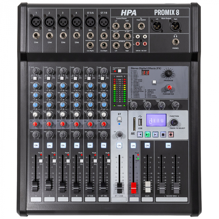 MIXER DIGITAL 8 CANALE 48V BT/USB/SD [3]
