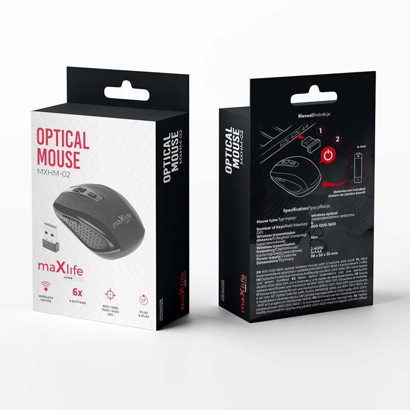 MOUSE OPTIC WIRELESS 800/1000/1600 DPI - NEGRU [5]