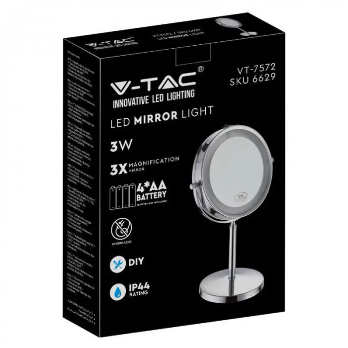 OGLINDA ILUMINATA LED 3W PENTRU MAKE UP 6400K CU BATERII 4XAA [5]