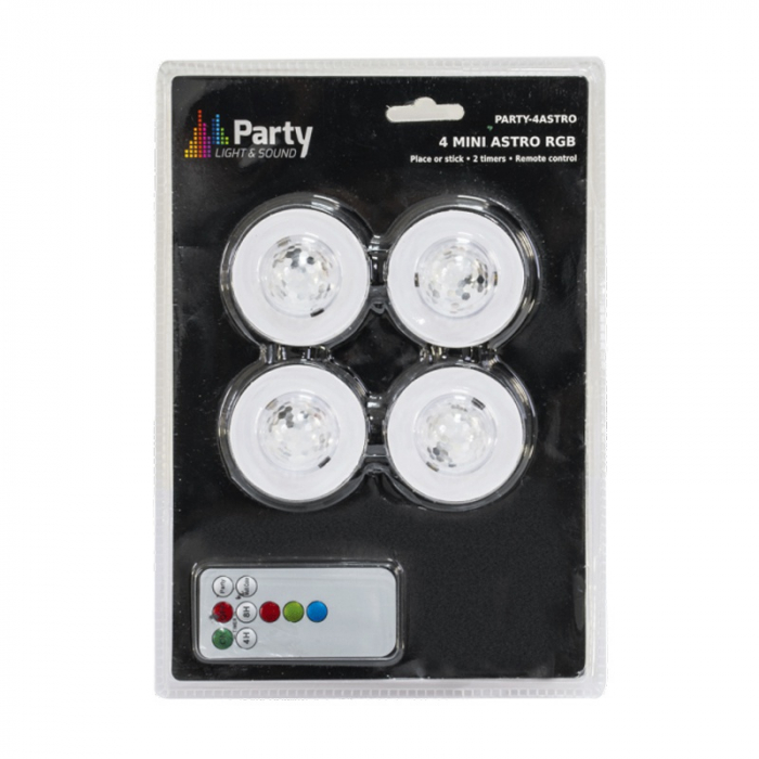 Pachet 4 mini astro rgb cu stroboscop si telecomanda [7]
