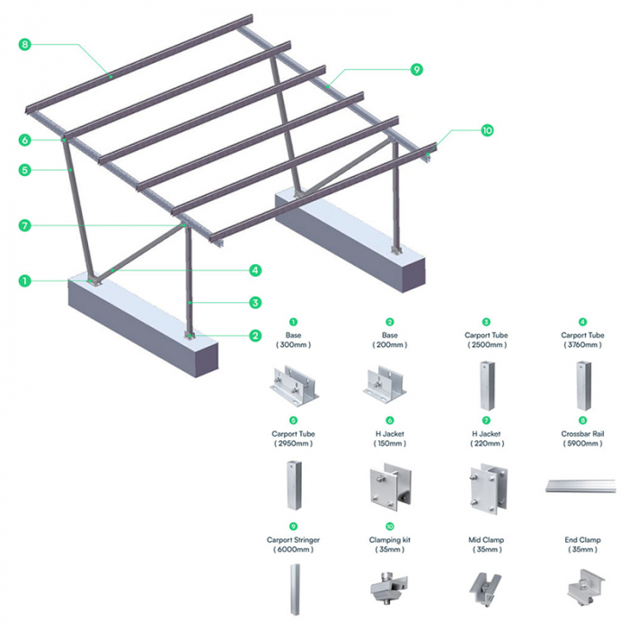 PACHET CARPORT DIN ALUMINIU PENTRU 2 MASINI [4]