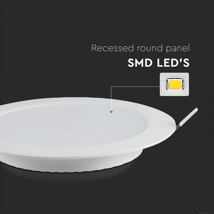 Panou LED 12W Incastrat, Rotund, 1200lm, Lumina Alb neutru (4000K), Alb - V-TAC 7862 [6]