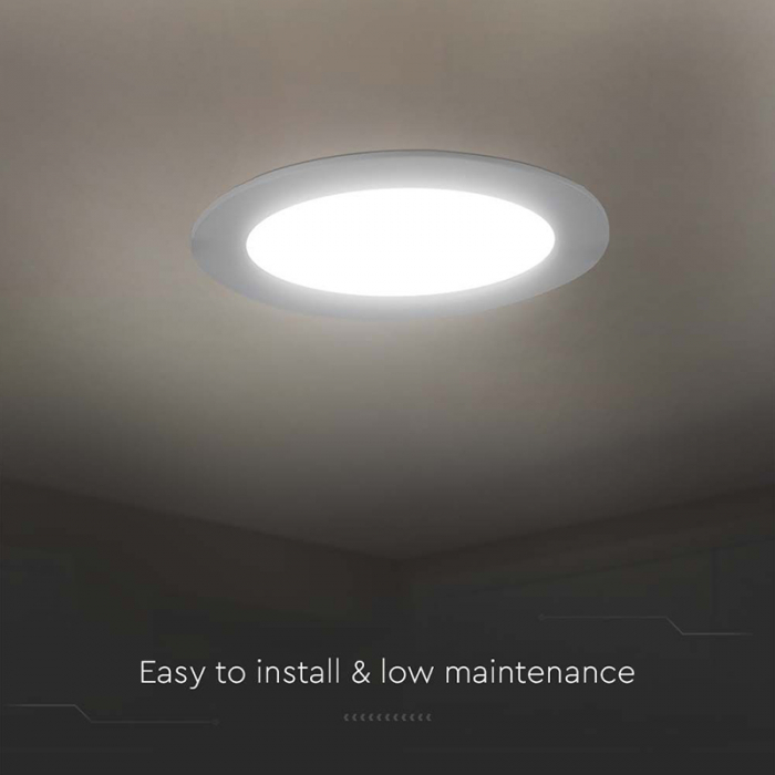 Panou LED 12W Incastrat, Rotund, 1200lm, Lumina Alb neutru (4000K), Alb - V-TAC 7862 [7]