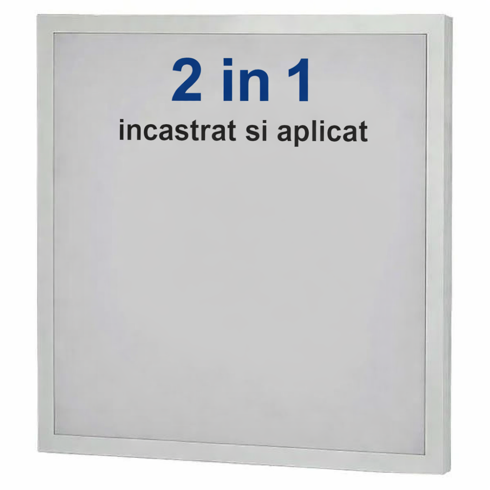 Panou LED 60x60 36W 2 în 1 Incastrat sau aplicat, 3960lm, 6400K Alb Rece [2]