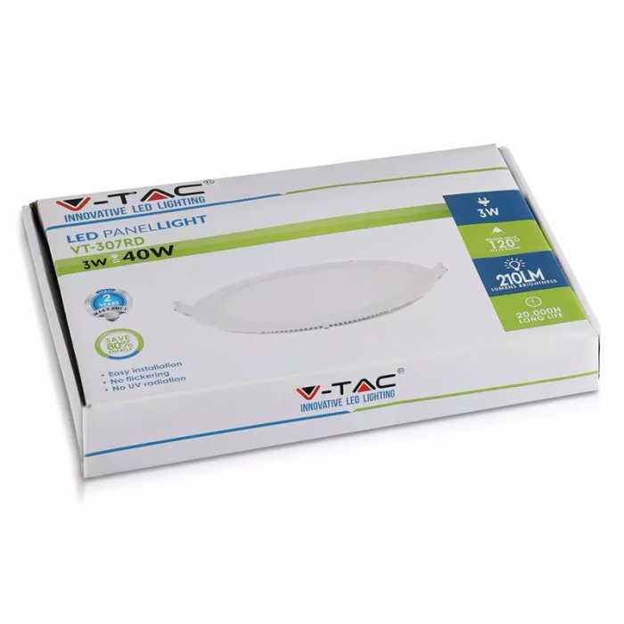 PANOU LED 3W ROTUND 6000K ALB RECE [5]