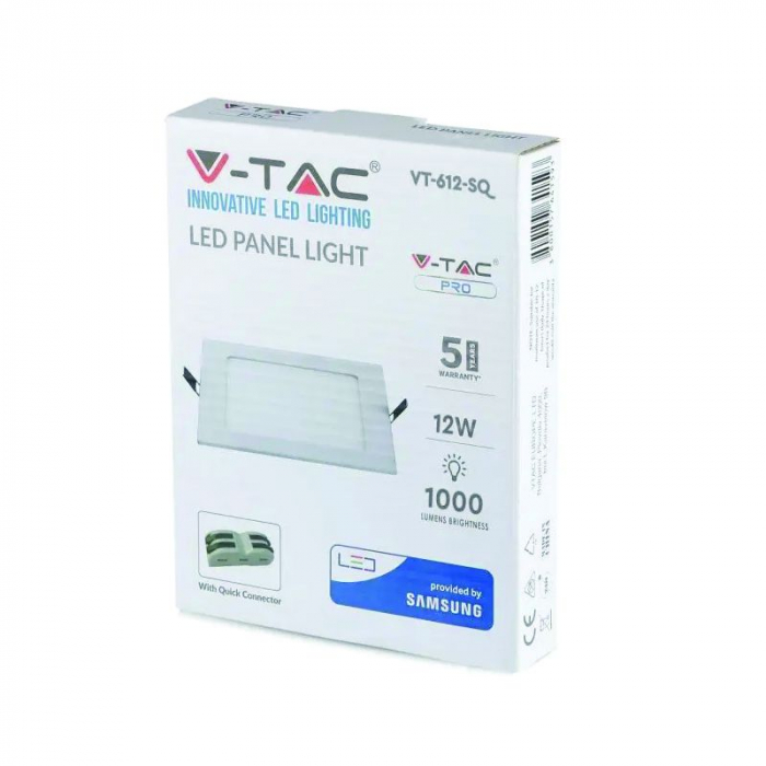 Panou LED, incorporabil, pătrat, 12W, 4000K, alb neutru, cip Samsung [9]