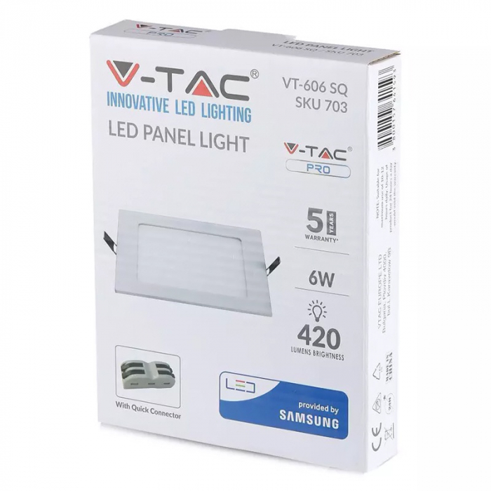 PANOU LED INCORPORABIL, PATRAT 6W 6400K, CIP SAMSUNG [5]