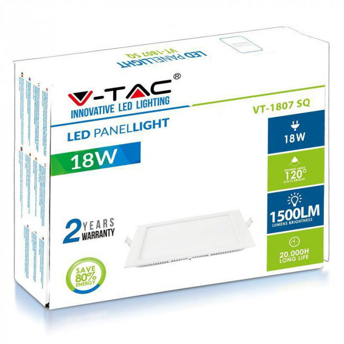 PANOU LED PATRAT INCORPORABIL 18W 3000K ALB CALD [7]