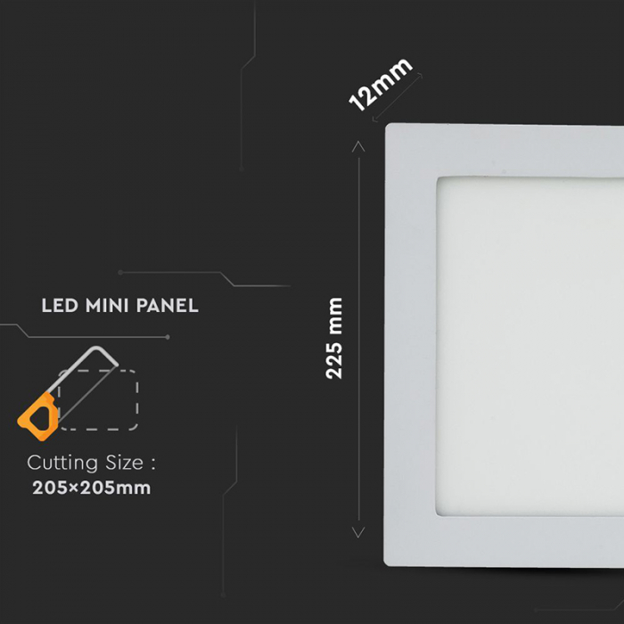 PANOU LED PATRAT INCORPORABIL 18W 3000K ALB CALD [8]