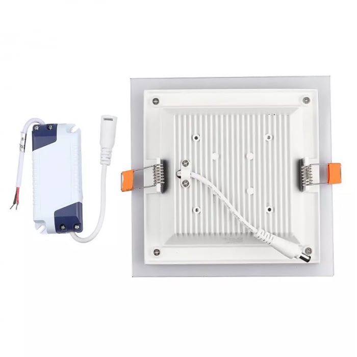 PANOU LED PATRAT INCORPORABIL 18W 6400K ALB RECE, STICLA [5]