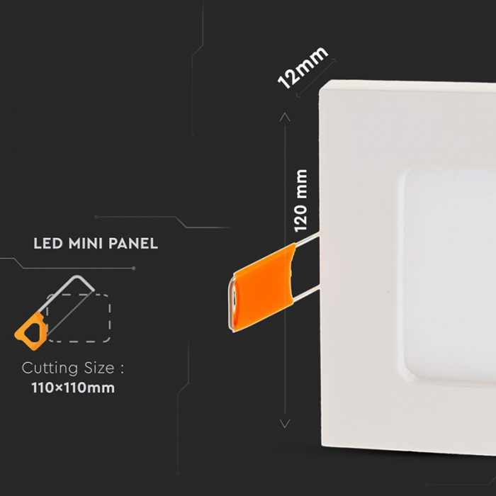 PANOU LED PATRAT INCORPORABIL 6W 6400K ALB RECE [4]