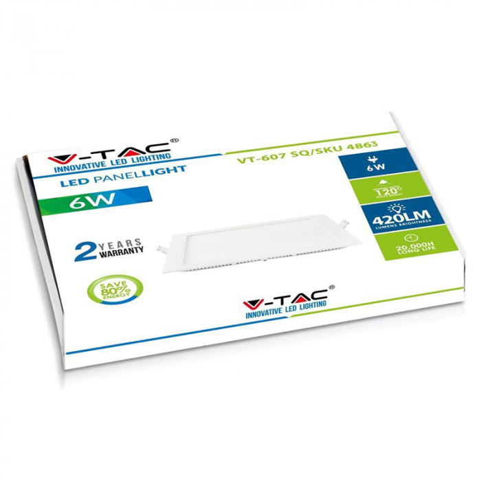 PANOU LED PATRAT INCORPORABIL 6W 6400K ALB RECE [3]