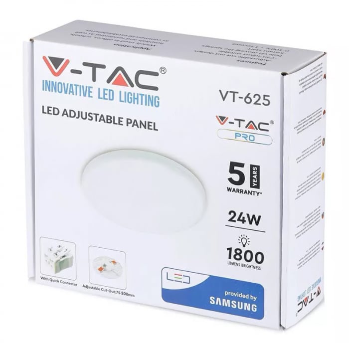 PANOU LED ROTUND AJUSTABIL 24W 4000K ALB NEUTRU [5]