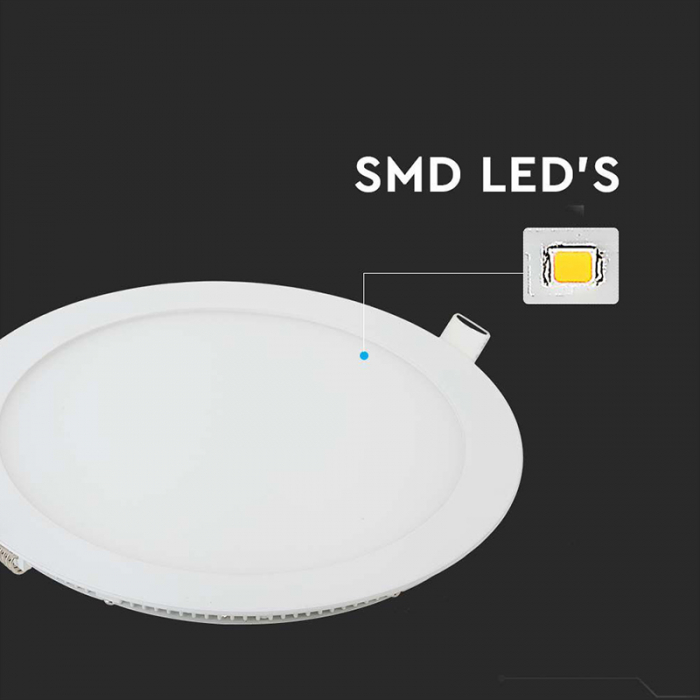 Spot LED 12W Incastrat, Rotund, V-TAC, 1160l, Lumina Alb neutru (4000k) Alb V-TAC [6]