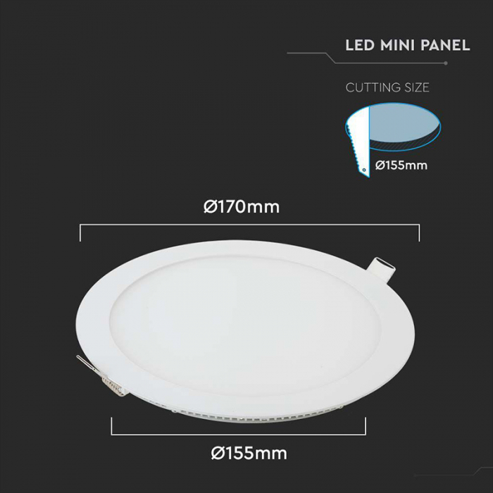 Spot LED 12W Incastrat, Rotund, V-TAC, 1160l, Lumina Alb neutru (4000k) Alb V-TAC [5]