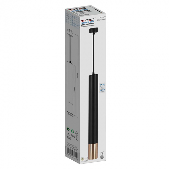 PENDUL CU SOCLU GU10 60X500MM - NEGRU/AURIU [4]