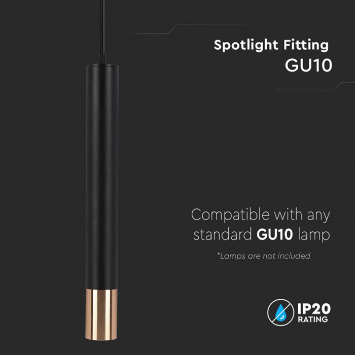 PENDUL CU SOCLU GU10 60X500MM - NEGRU/AURIU [6]