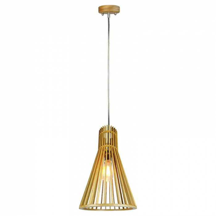 Pendul tavan din lemn E27 max 60W D25 x 45cm, V-TAC [2]