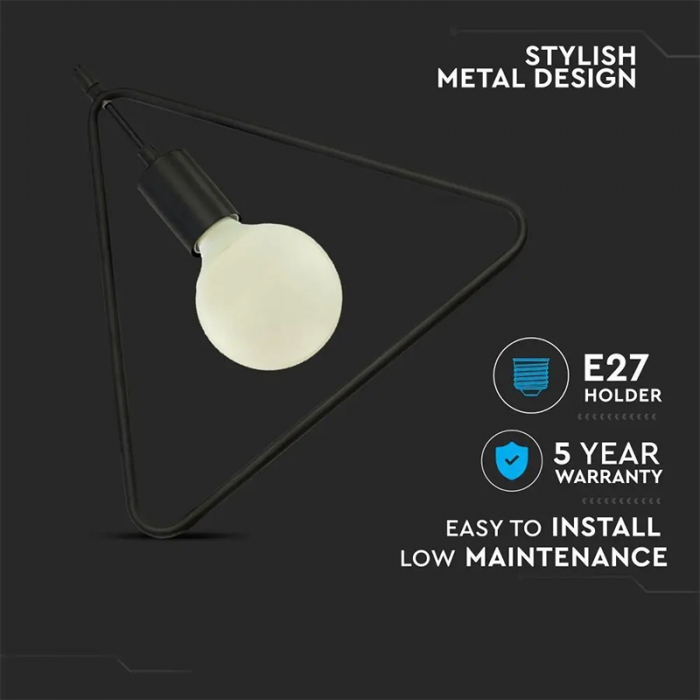 Pendul tavan max E27 60W IP20 model geometric - negru mat - V-TAC [4]