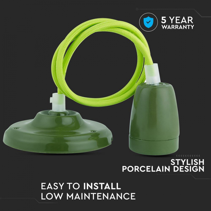 PENDUL TAVAN PORTELAN SOCLU E27 - VERDE [6]