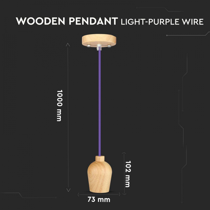Pendul tavan soclu E27 lemn - violet [6]