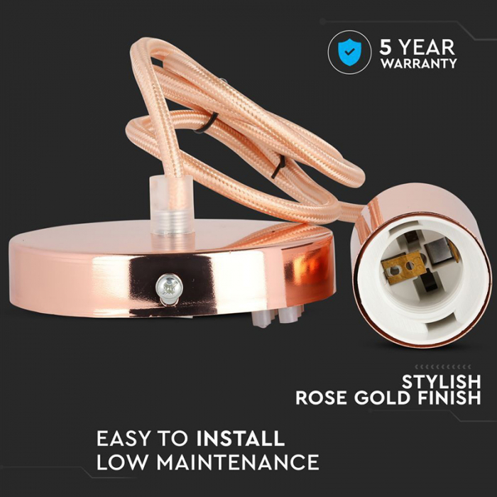 Pendul Tavan soclu E27 metal gold rose - V-TAC [7]