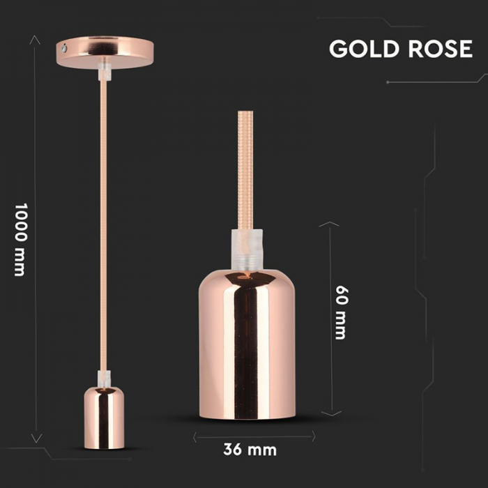 Pendul Tavan soclu E27 metal gold rose - V-TAC [5]