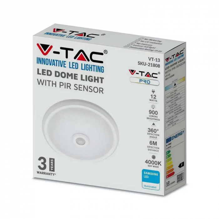 PLAFONIERA LED 12W IP20 SENZOR DE MISCARE 4000K ALB NEUTRU [12]