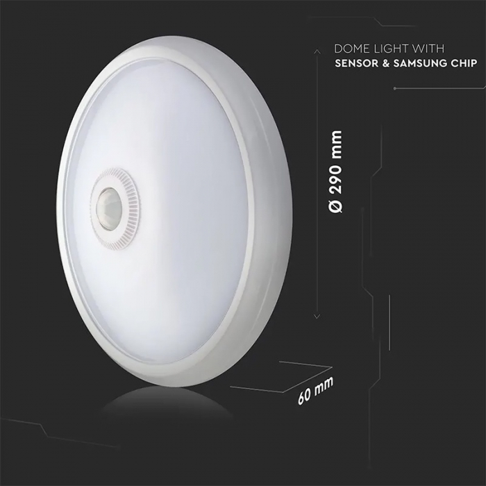 Plafoniera led 12w ip20 senzor de miscare 6400k alb rece V-tac [12]