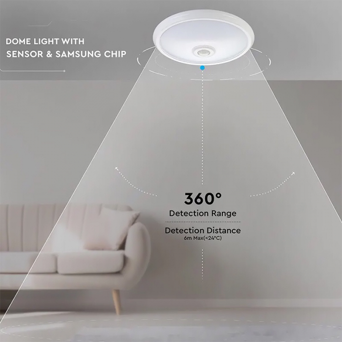 Plafoniera led 12w ip20 senzor de miscare 6400k alb rece V-tac [13]