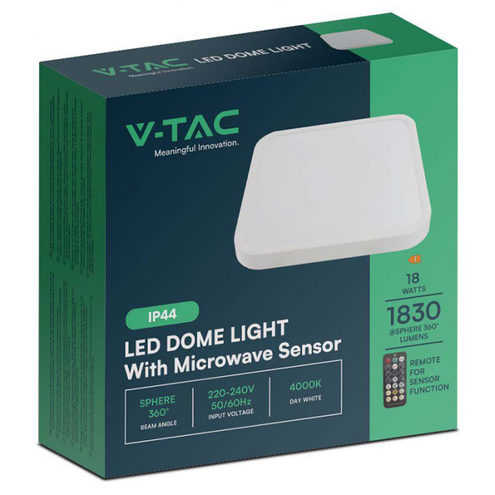 PLAFONIERA LED 18W 4000K IP44 CU SENZOR DE MISCARE - ALB [4]