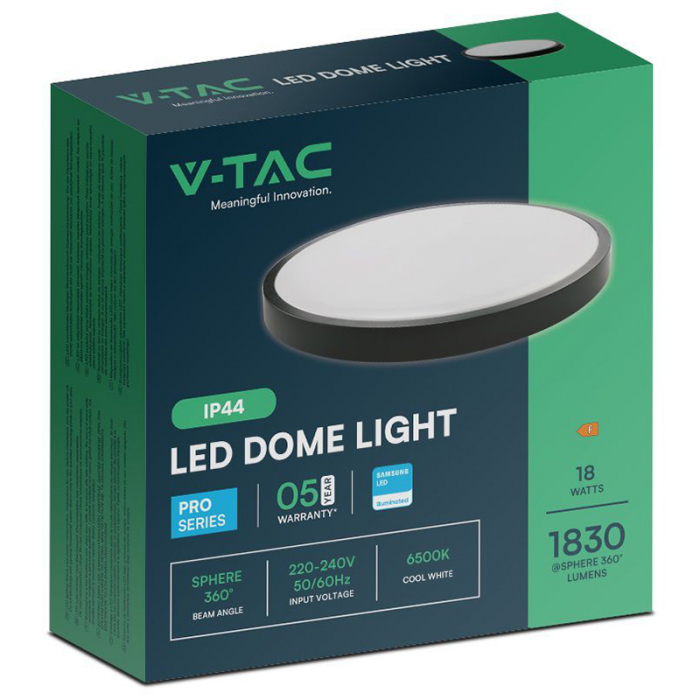 PLAFONIERA LED 18W IP44 4000K ALB NEUTRU - NEGRU [3]