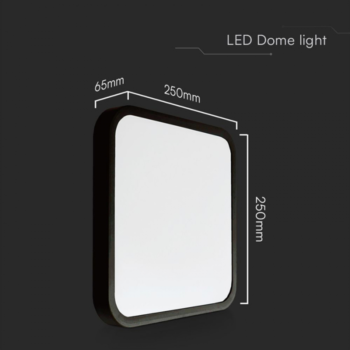 PLAFONIERA LED 18W IP44 6500K ALB RECE - NEGRU [4]