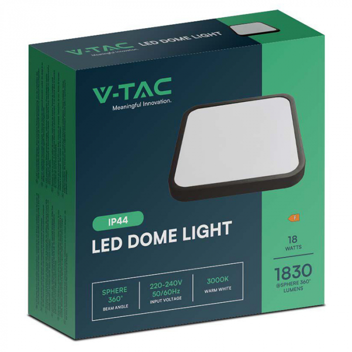 PLAFONIERA LED 18W IP44 6500K ALB RECE - NEGRU [3]
