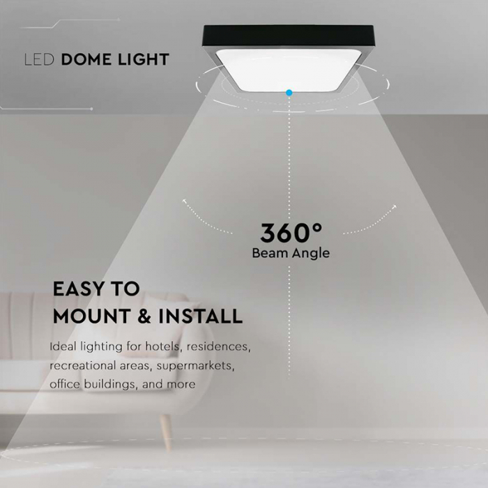 Plafonieră led 18w IP44 6500k alb rece - negru [7]