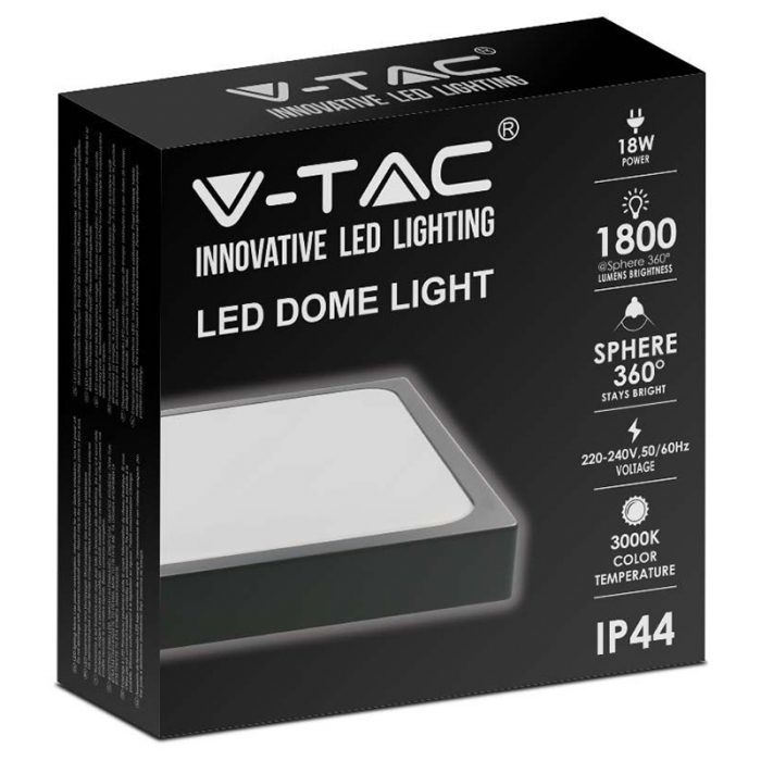 Plafonieră led 18w IP44 6500k alb rece - negru [3]