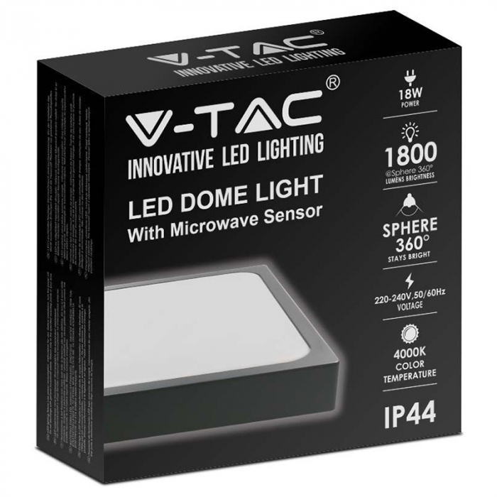 Plafonieră led 18w IP44 cu senzor 4000k alb neutru - negru [3]