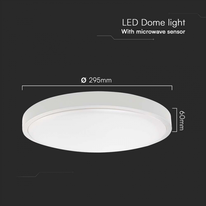 PLAFONIERA LED 18W IP44 CU SENZOR 6500K ALB RECE - ALB [6]