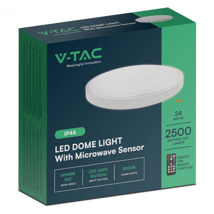 Plafoniera LED, 24W, 4000K, IP44, cu senzor de miscare, V-TAC, SKU-76631 [4]