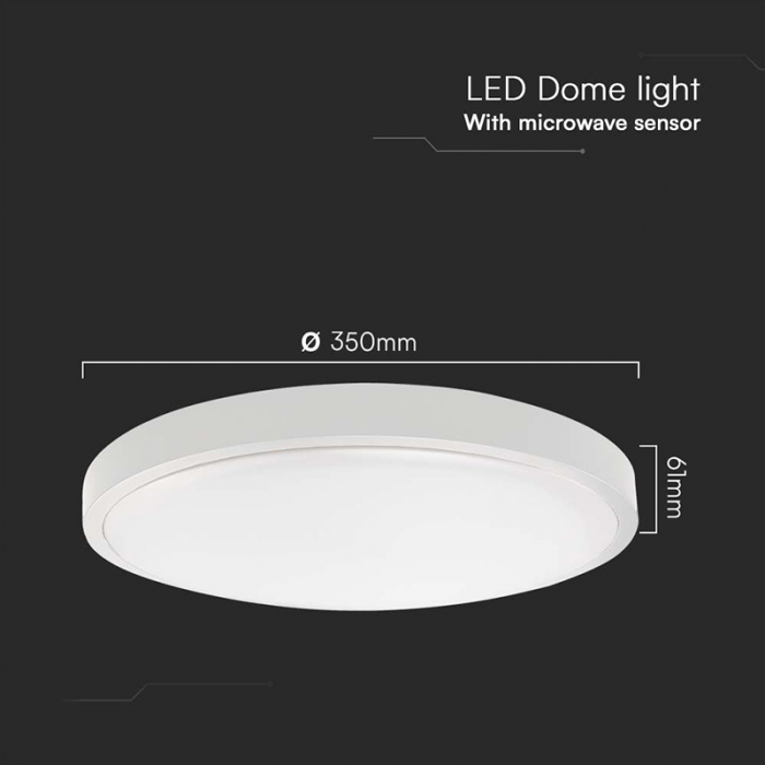 Plafoniera LED, 24W, 4000K, IP44, cu senzor de miscare, V-TAC, SKU-76631 [5]