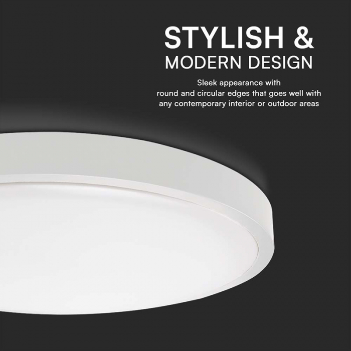 Plafoniera LED, 24W, IP44, 6500K, alb rece, alb, V-TAC, SKU-76201 [5]