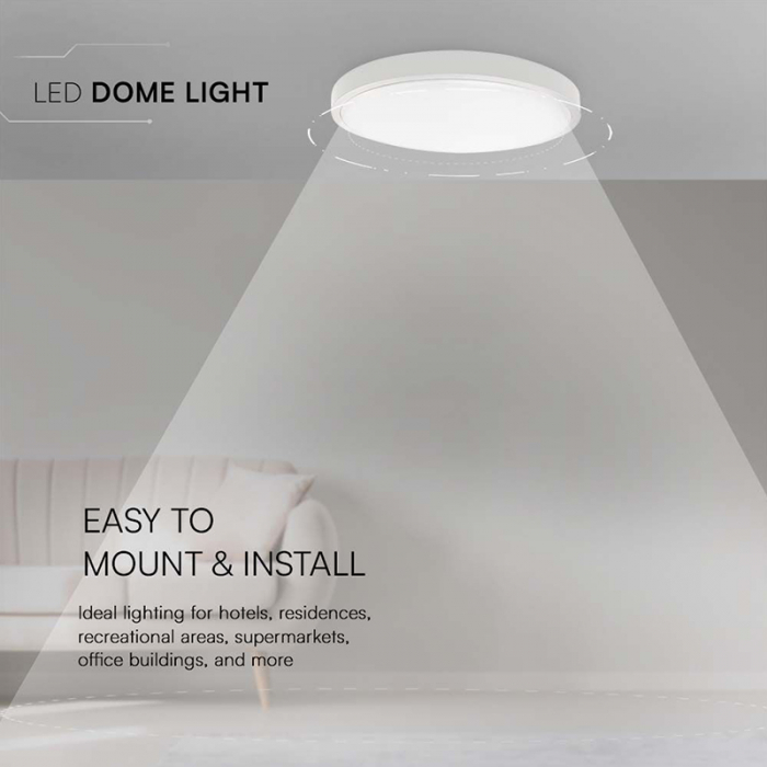 Plafoniera LED, 24W, IP44, 6500K, alb rece, alb, V-TAC, SKU-76201 [7]