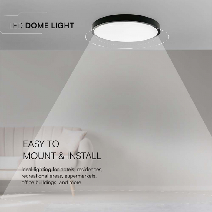 Plafoniera LED, 24W, IP44, 6500K, alb rece, negru, V-TAC, SKU-76381 [7]