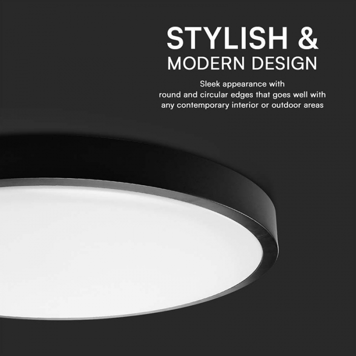 Plafoniera LED, 24W, IP44, 6500K, alb rece, negru, V-TAC, SKU-76381 [5]