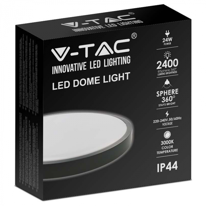 PLAFONIERA LED 24W IP44 6500K ALB RECE - NEGRU [3]