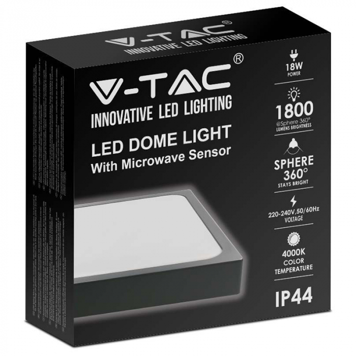 Plafonieră led 24w IP44 cu senzor 4000k alb neutru - negru [3]