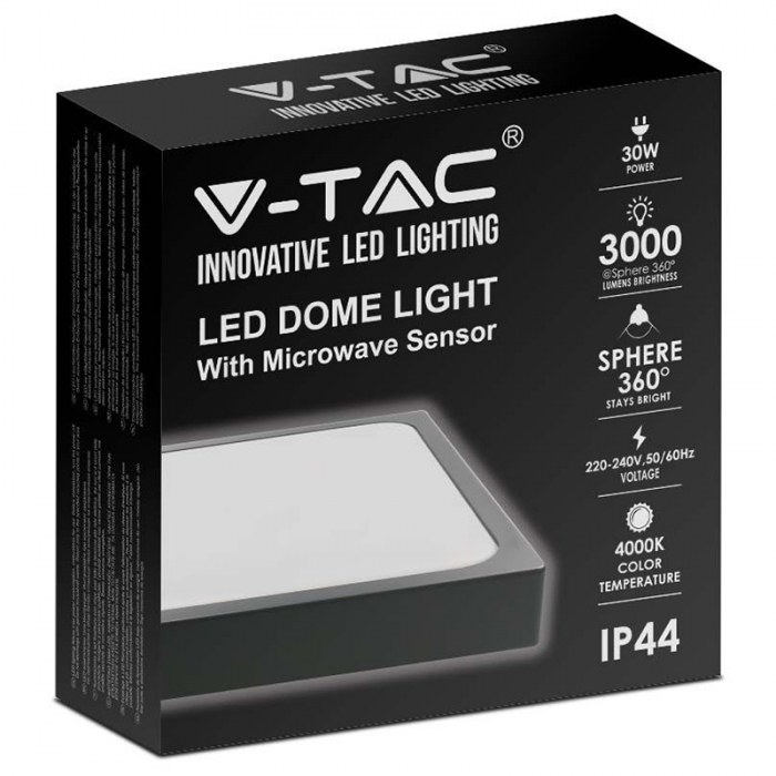 Plafonieră led 30w IP44 cu senzor 4000k alb neutru - negru [3]