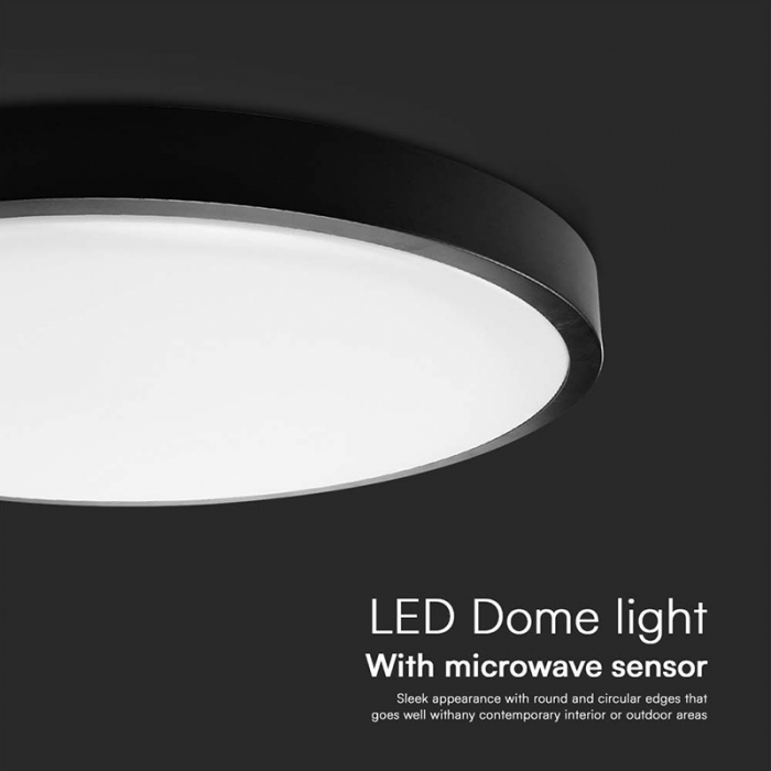 Plafoniera LED, 30W, IP44, cu senzor, 4000K, alb neutru, negru, V-TAC, SKU-76711 [7]