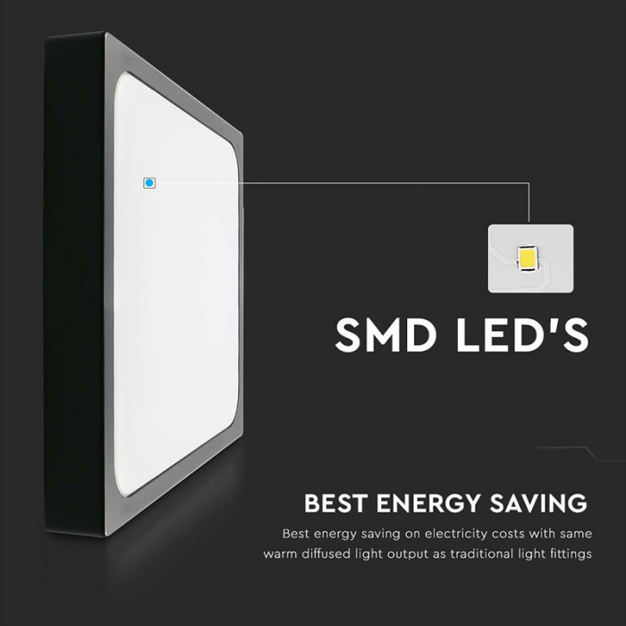 Plafonieră led 30w IP44 cu senzor 4000k alb neutru - negru [6]